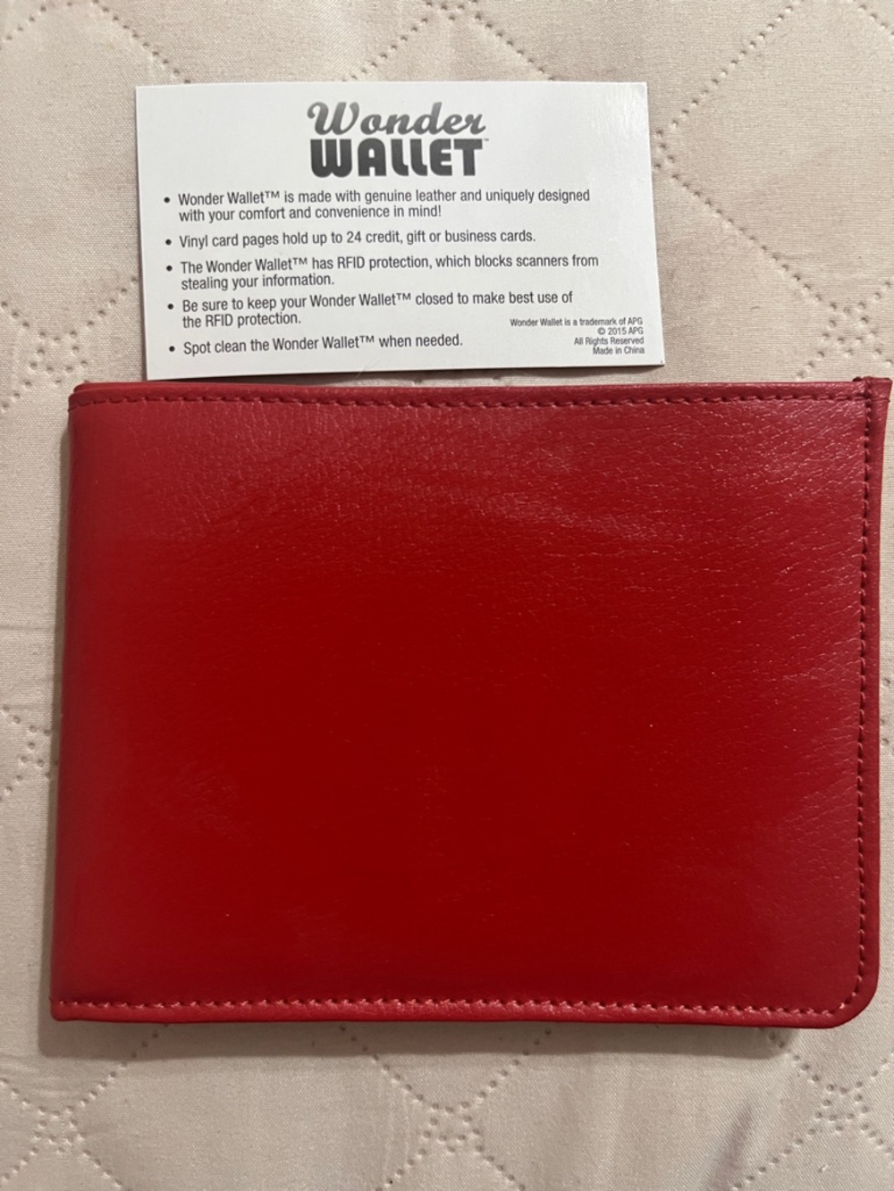 Red Leather Bifold Wallet with RFID Protection